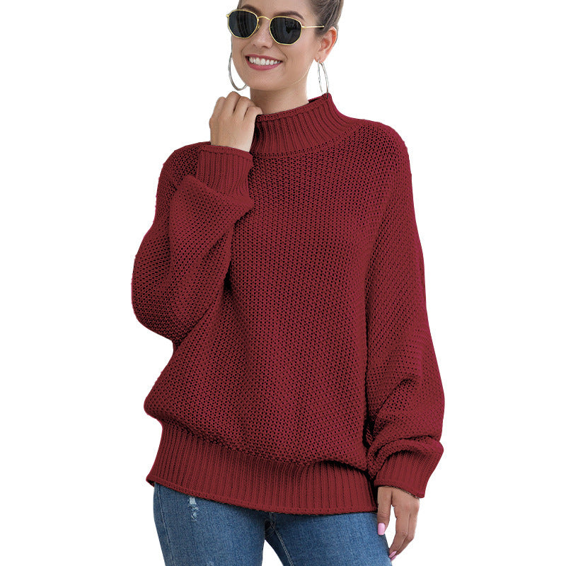 Col Roulé Pull Tricoté Femme