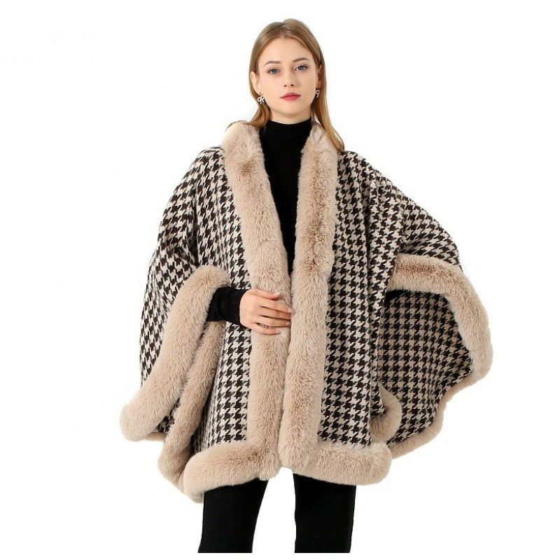 Manteau Cape Écharpe Châle En Tweed Pour Femme