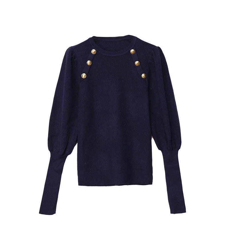 Femme Chic Bouton Haut Pull Noir